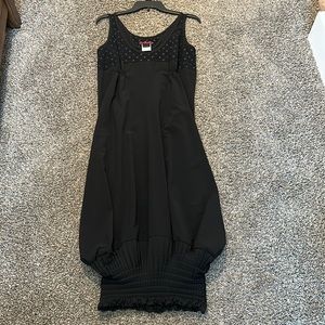 Moloko Trendy Black Fitted Ruffle Hem Dress